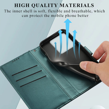 Xiaomi Redmi Note 13 Pro 5g Genuine Leather Texture Embossed Line Phone Case with Card Wallet & Kickstand