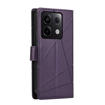 Xiaomi Redmi Note 13 Pro 5g Genuine Leather Texture Embossed Line Phone Case with Card Wallet & Kickstand