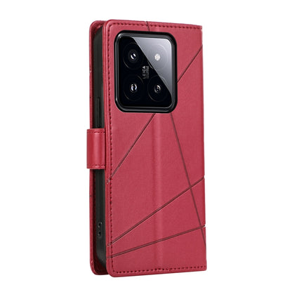 Xiaomi 14 Pro Genuine Leather Texture Embossed Line Phone Case with Card Wallet & Kickstand