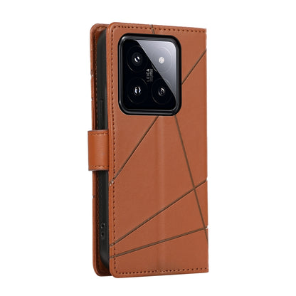 Xiaomi 14 Pro Genuine Leather Texture Embossed Line Phone Case with Card Wallet & Kickstand