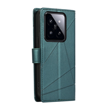 Xiaomi 14 Pro Genuine Leather Texture Embossed Line Phone Case with Card Wallet & Kickstand