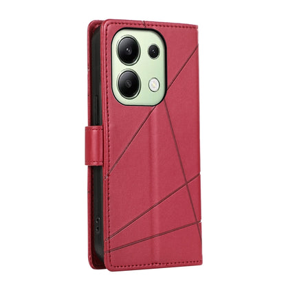 Xiaomi Redmi Note 13 4g Genuine Leather Texture Embossed Line Phone Case with Card Wallet & Kickstand