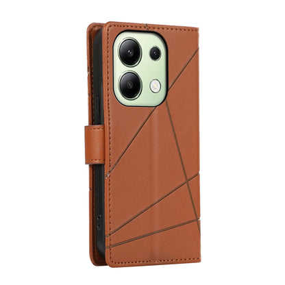 Xiaomi Redmi Note 13 4g Genuine Leather Texture Embossed Line Phone Case with Card Wallet & Kickstand