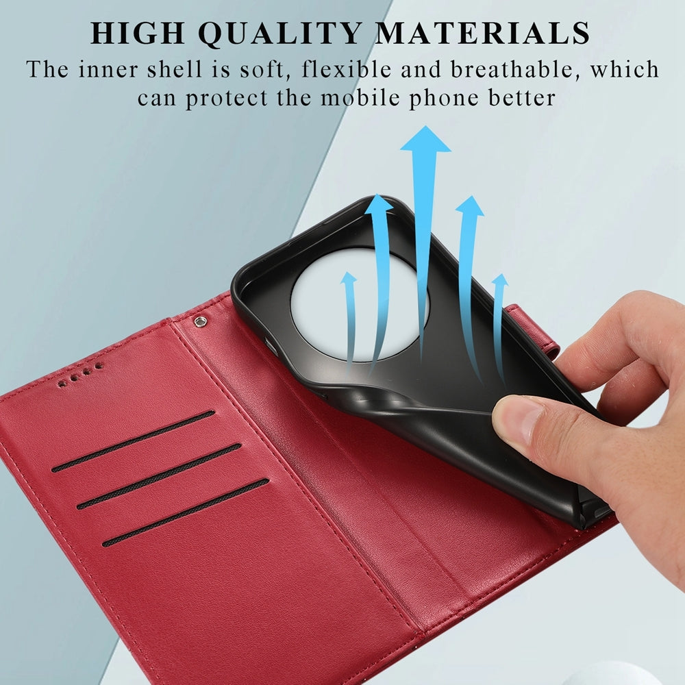 Xiaomi Redmi A3 Genuine Leather Texture Embossed Line Phone Case with Card Wallet & Kickstand