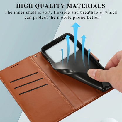 Xiaomi Poco X6 Pro 5g Genuine Leather Texture Embossed Line Phone Case with Card Wallet & Kickstand