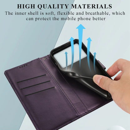 Xiaomi Poco X6 Pro 5g Genuine Leather Texture Embossed Line Phone Case with Card Wallet & Kickstand