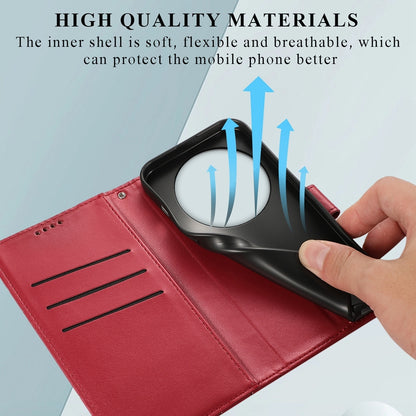 Xiaomi 14 Ultra Genuine Leather Texture Embossed Line Phone Case with Card Wallet & Kickstand