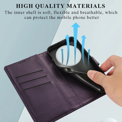 Xiaomi 14 Ultra Genuine Leather Texture Embossed Line Phone Case with Card Wallet & Kickstand