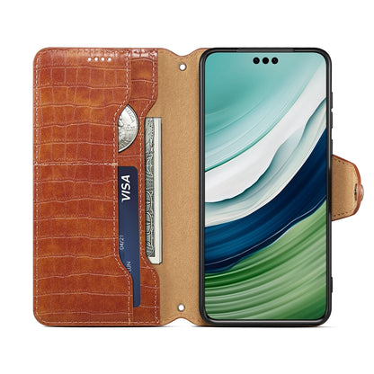 Huawei Mate 60 Denior Leather Case - Crocodile Texture with Oil Edge, Wallet & Kickstand Features