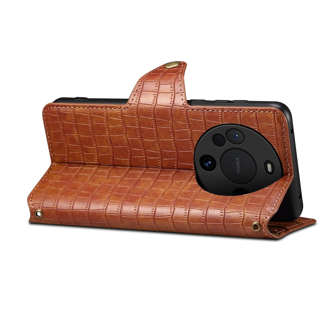 Huawei Mate 60 Denior Leather Case - Crocodile Texture with Oil Edge, Wallet & Kickstand Features