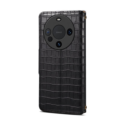 Huawei Mate 60 Denior Leather Case - Crocodile Texture with Oil Edge, Wallet & Kickstand Features