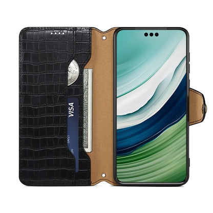 Huawei Mate 60 Denior Leather Case - Crocodile Texture with Oil Edge, Wallet & Kickstand Features