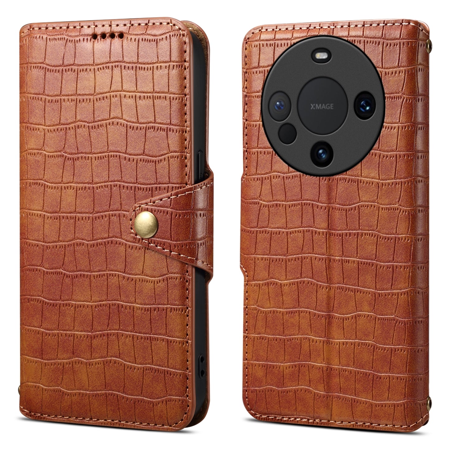 Huawei Mate 60 Pro+ Denior Leather Case - Crocodile Texture with Oil Edge, Wallet & Kickstand Features