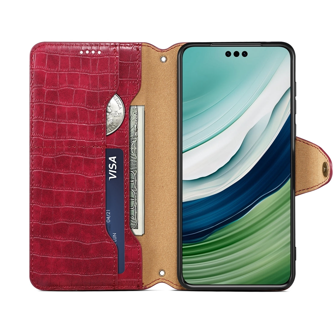 Huawei Mate 60 Pro+ Denior Leather Case - Crocodile Texture with Oil Edge, Wallet & Kickstand Features