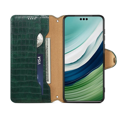 Huawei Mate 60 Pro Denior Leather Case - Crocodile Texture with Oil Edge, Wallet & Kickstand Features