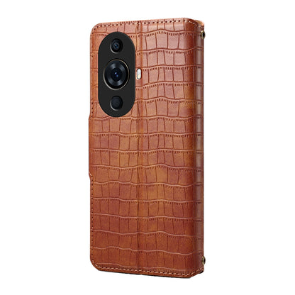 Huawei Nova 11 Pro Denior Leather Case - Crocodile Texture with Oil Edge, Wallet & Kickstand Features