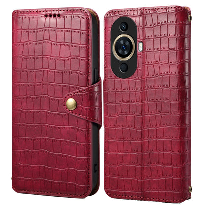 Huawei Nova 11 Denior Leather Case - Crocodile Texture with Oil Edge, Wallet & Kickstand Features