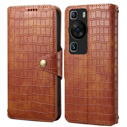 Huawei P60 Denior Leather Case - Crocodile Texture with Oil Edge, Wallet & Kickstand Features