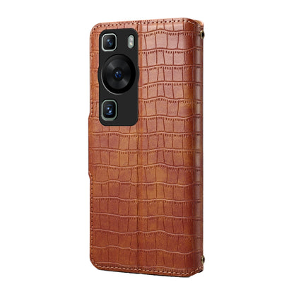 Huawei P60 Denior Leather Case - Crocodile Texture with Oil Edge, Wallet & Kickstand Features