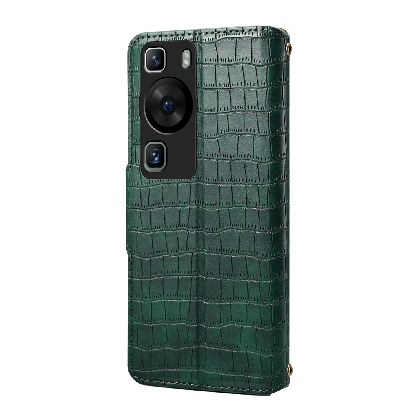 Huawei P60 Denior Leather Case - Crocodile Texture with Oil Edge, Wallet & Kickstand Features