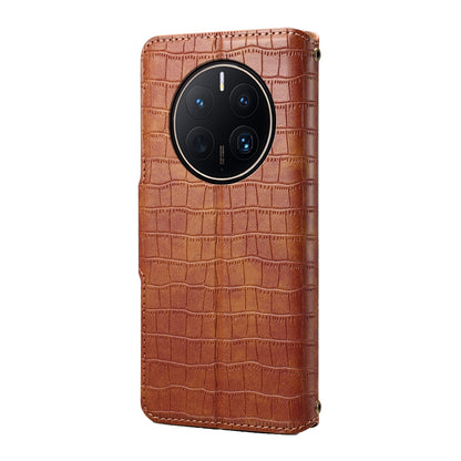 Huawei Mate 50 Pro Denior Leather Case - Crocodile Texture with Oil Edge, Wallet & Kickstand Features