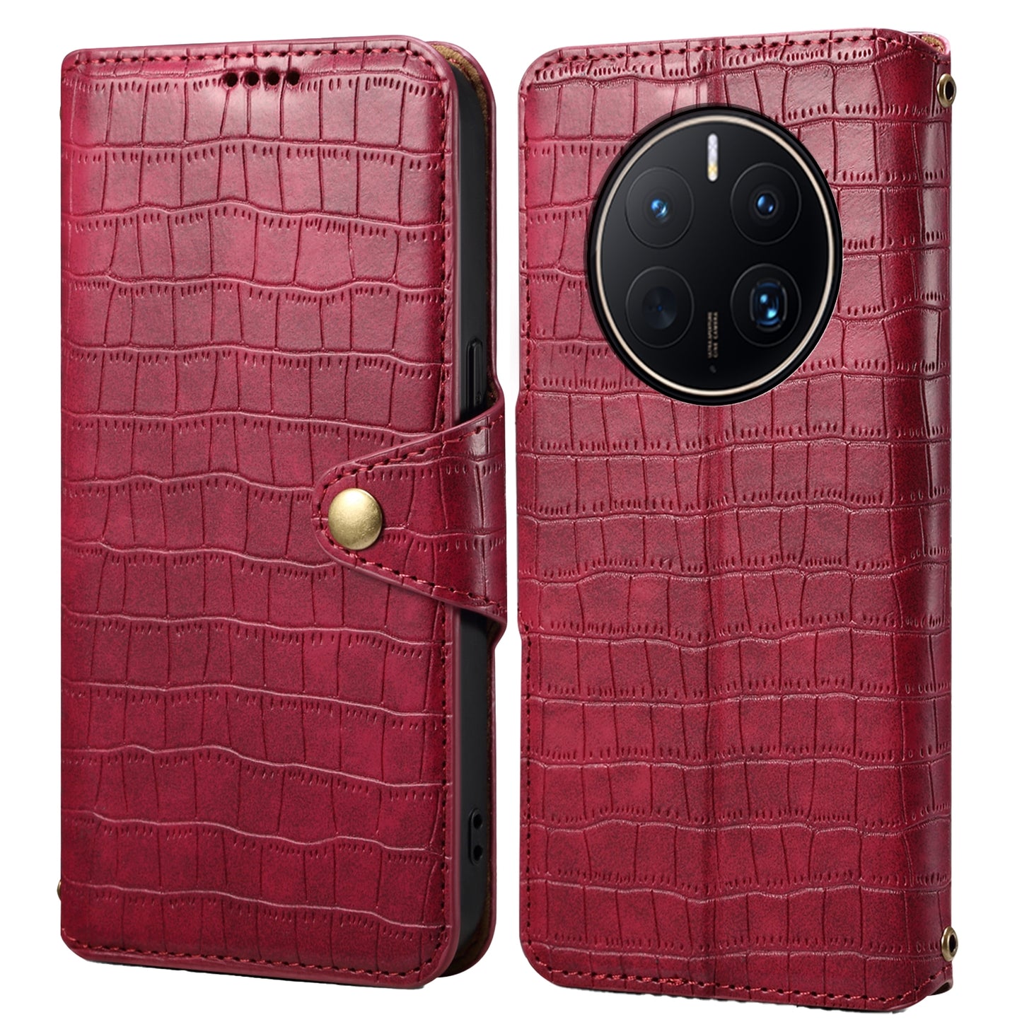 Huawei Mate 50 Pro Denior Leather Case - Crocodile Texture with Oil Edge, Wallet & Kickstand Features