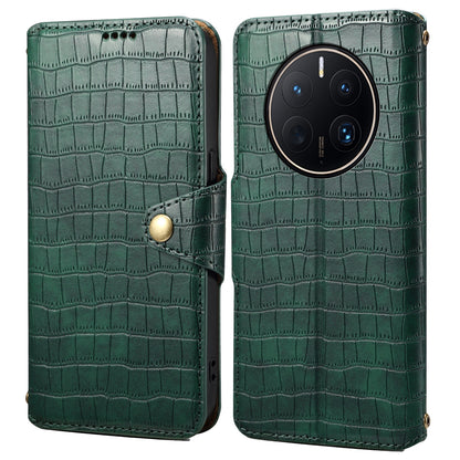 Huawei Mate 50 Pro Denior Leather Case - Crocodile Texture with Oil Edge, Wallet & Kickstand Features