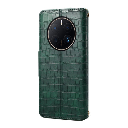 Huawei Mate 50 Pro Denior Leather Case - Crocodile Texture with Oil Edge, Wallet & Kickstand Features