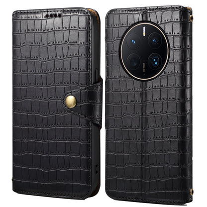 Huawei Mate 50 Pro Denior Leather Case - Crocodile Texture with Oil Edge, Wallet & Kickstand Features