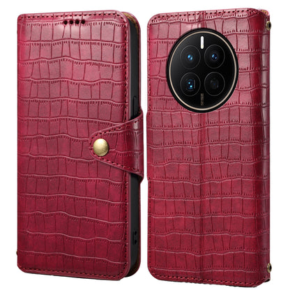 Huawei Mate 50 Denior Leather Case - Crocodile Texture with Oil Edge, Wallet & Kickstand Features