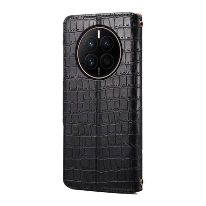 Huawei Mate 50 Denior Leather Case - Crocodile Texture with Oil Edge, Wallet & Kickstand Features