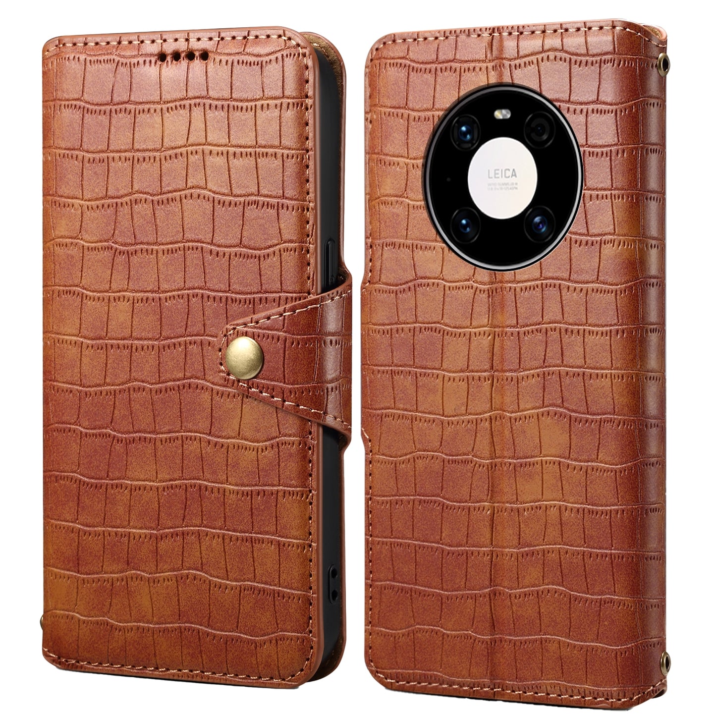 Huawei Mate 40 Pro Denior Leather Case - Crocodile Texture with Oil Edge, Wallet & Kickstand Features