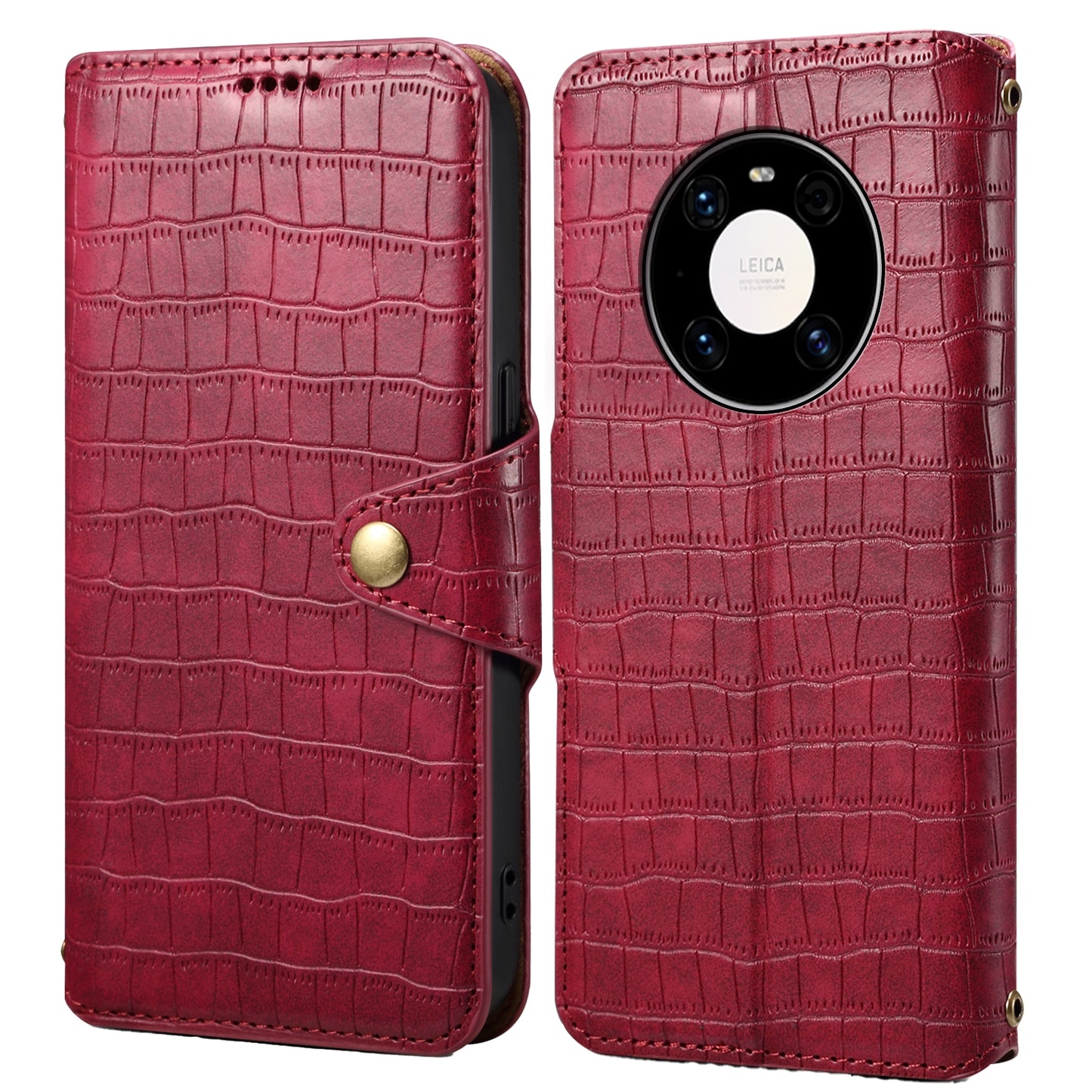 Huawei Mate 40 Pro Denior Leather Case - Crocodile Texture with Oil Edge, Wallet & Kickstand Features