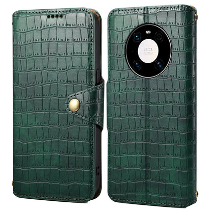 Huawei Mate 40 Pro Denior Leather Case - Crocodile Texture with Oil Edge, Wallet & Kickstand Features