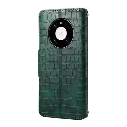 Huawei Mate 40 Pro Denior Leather Case - Crocodile Texture with Oil Edge, Wallet & Kickstand Features