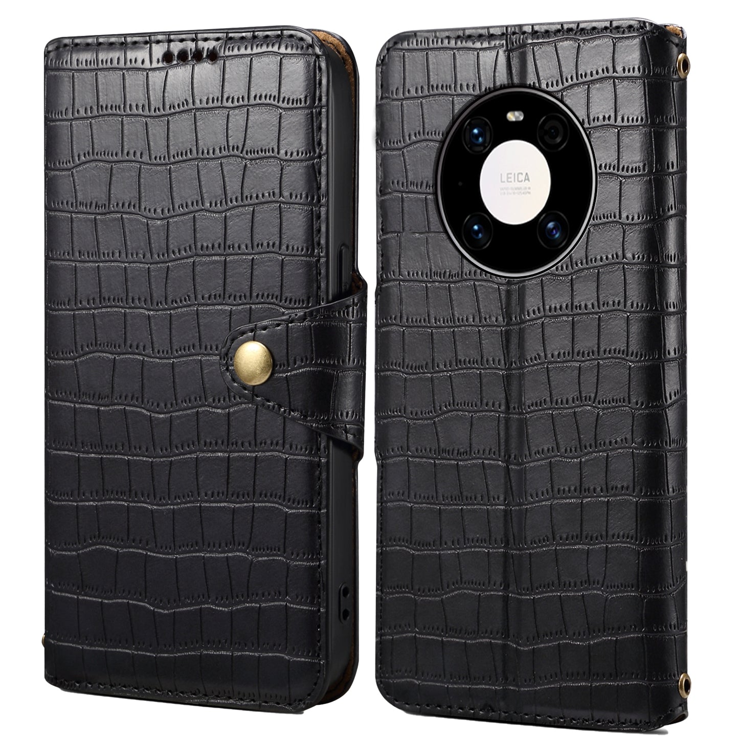 Huawei Mate 40 Pro Denior Leather Case - Crocodile Texture with Oil Edge, Wallet & Kickstand Features