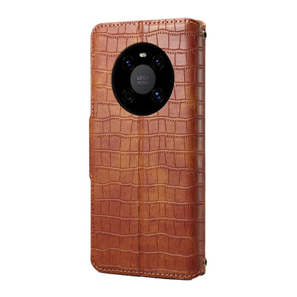 Huawei Mate 40 Denior Leather Case - Crocodile Texture with Oil Edge, Wallet & Kickstand Features