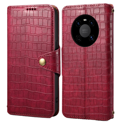 Huawei Mate 40 Denior Leather Case - Crocodile Texture with Oil Edge, Wallet & Kickstand Features