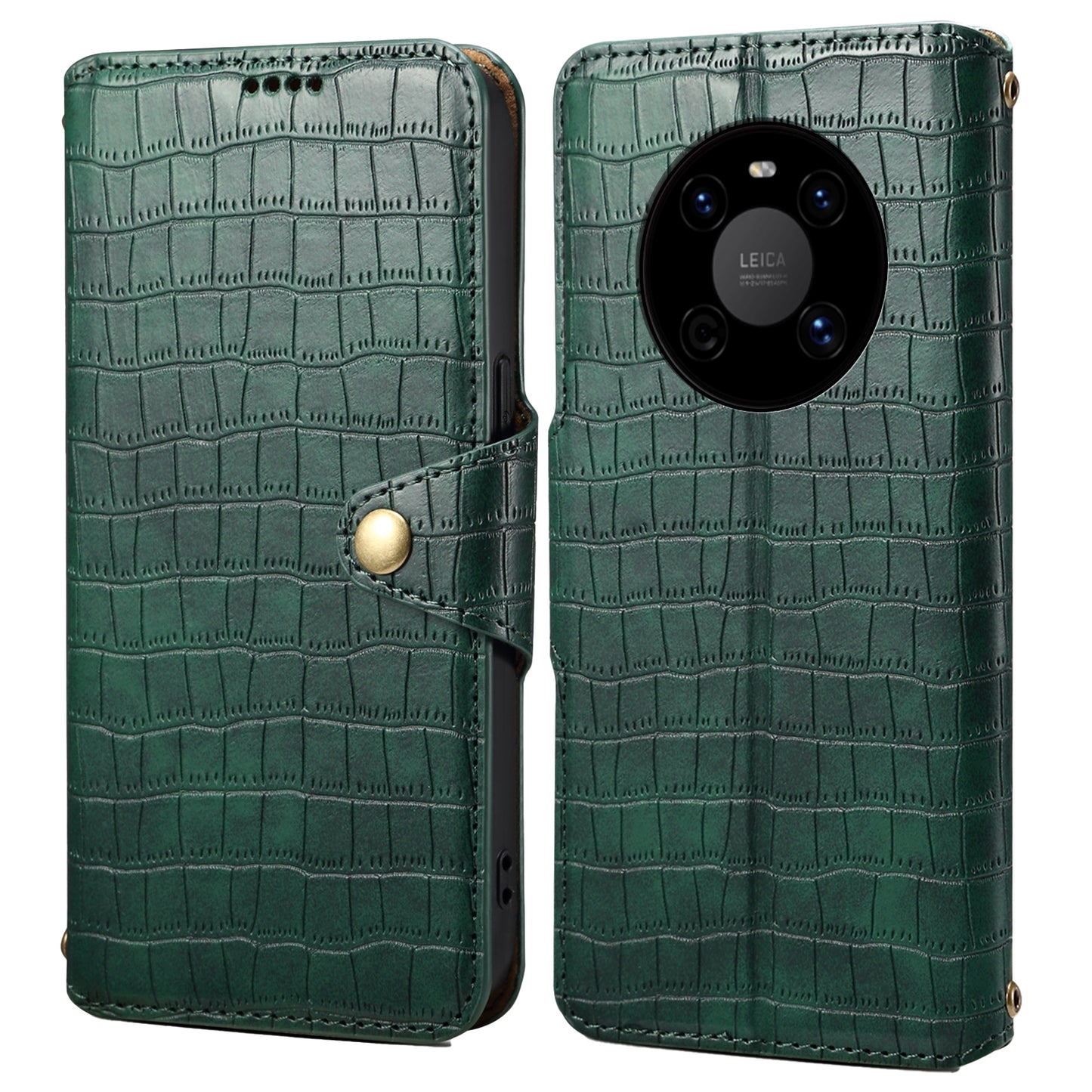 Huawei Mate 40 Denior Leather Case - Crocodile Texture with Oil Edge, Wallet & Kickstand Features