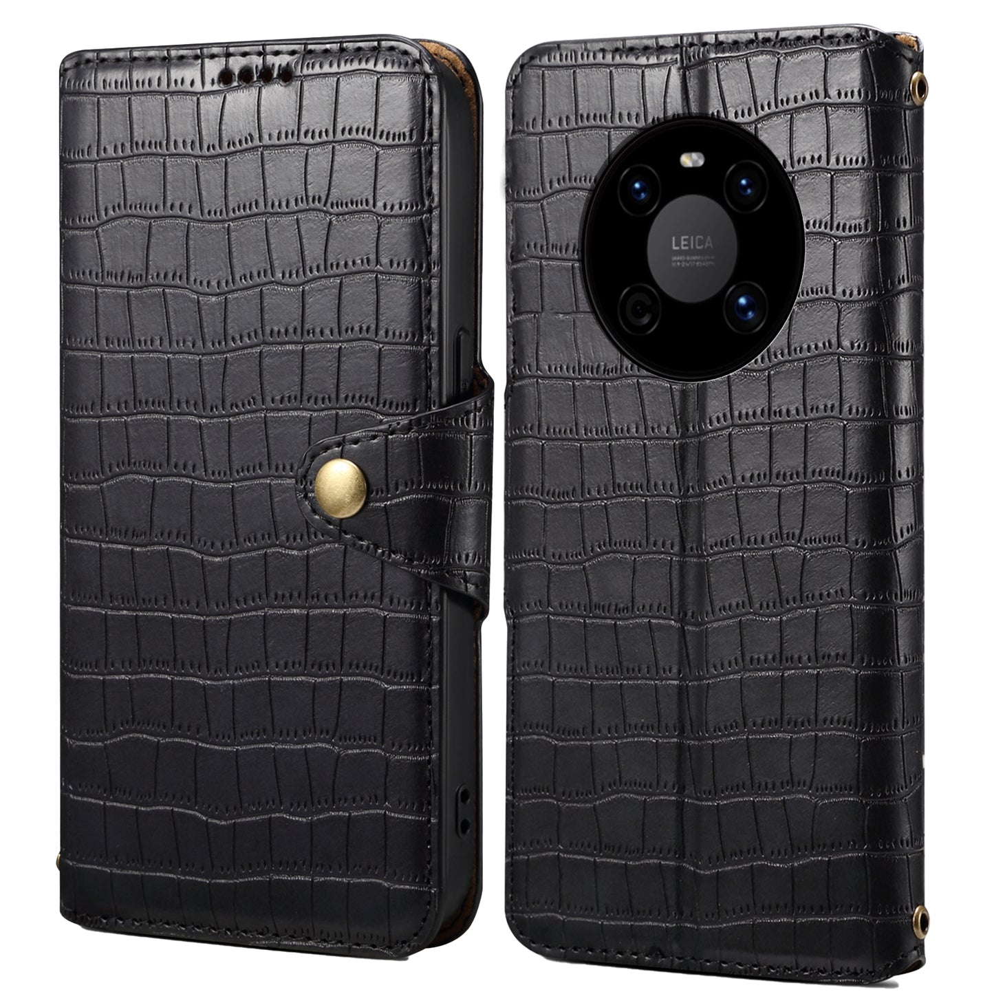 Huawei Mate 40 Denior Leather Case - Crocodile Texture with Oil Edge, Wallet & Kickstand Features