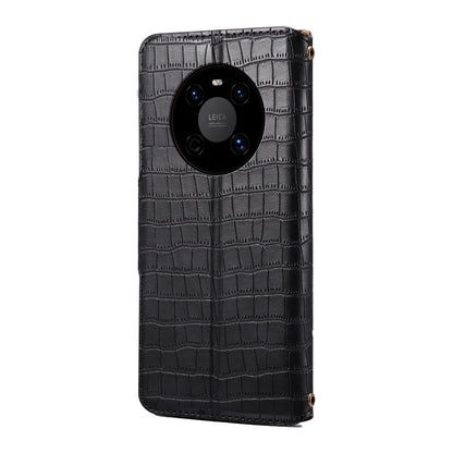 Huawei Mate 40 Denior Leather Case - Crocodile Texture with Oil Edge, Wallet & Kickstand Features