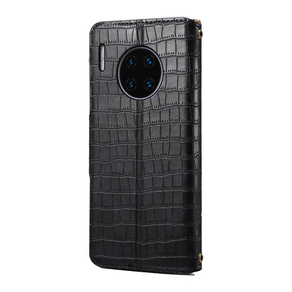 Huawei Mate 30 Pro Denior Leather Case - Crocodile Texture with Oil Edge, Wallet & Kickstand Features