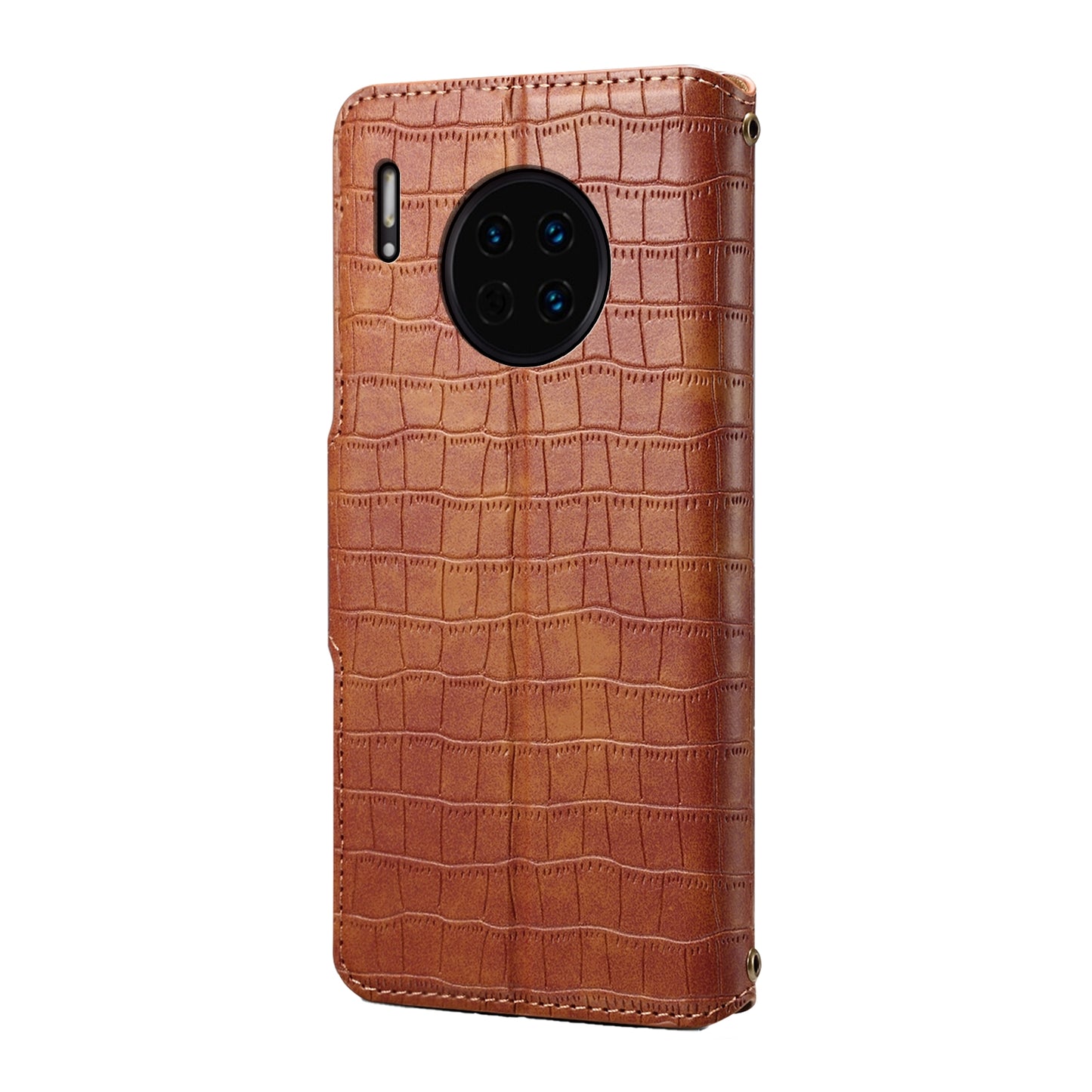 Huawei Mate 30 Denior Leather Case - Crocodile Texture with Oil Edge, Wallet & Kickstand Features