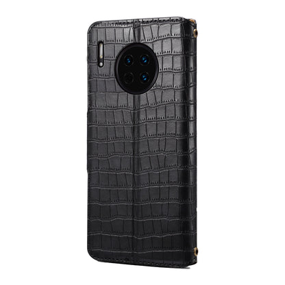 Huawei Mate 30 Denior Leather Case - Crocodile Texture with Oil Edge, Wallet & Kickstand Features