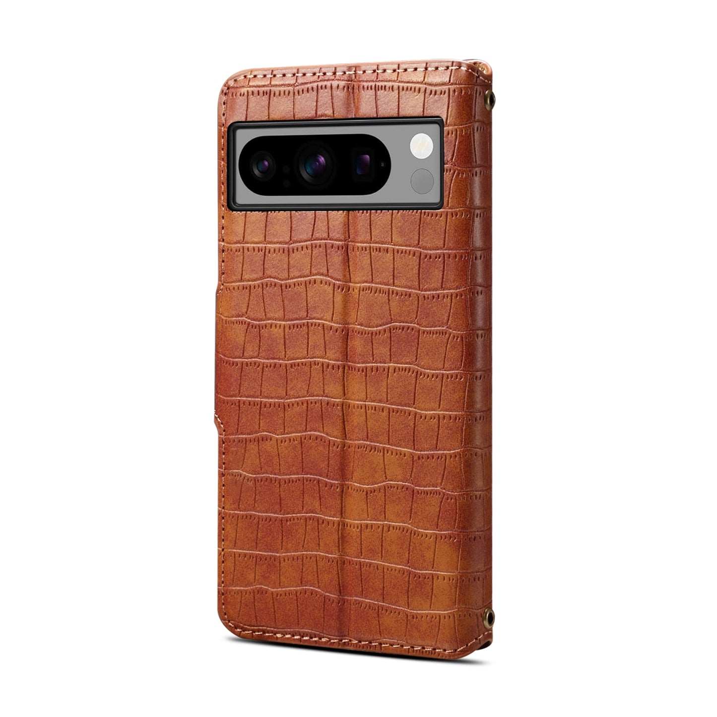 Google Pixel 8 Denior Leather Case - Crocodile Texture with Oil Edge, Wallet & Kickstand Features