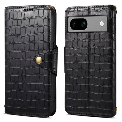 Google Pixel 7a Denior Leather Case - Crocodile Texture with Oil Edge, Wallet & Kickstand Features