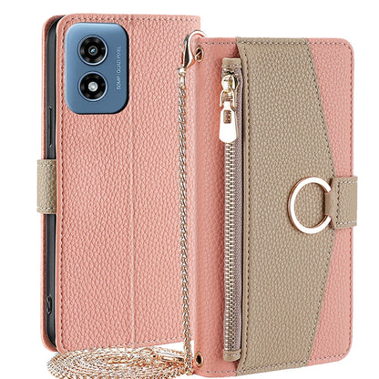 Motorola Moto G Play 4G 2024 Crossbody Phone Case with Litchi Texture Leather, Adjustable Kickstand, Card Slots, Zipper Purse, Makeup Mirror, and TPU Protection