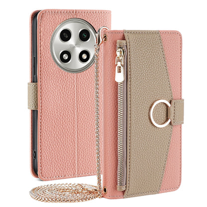 OPPO A2 Pro 5G Crossbody Phone Case with Litchi Texture Leather, Adjustable Kickstand, Card Slots, Zipper Purse, Makeup Mirror, and TPU Protection