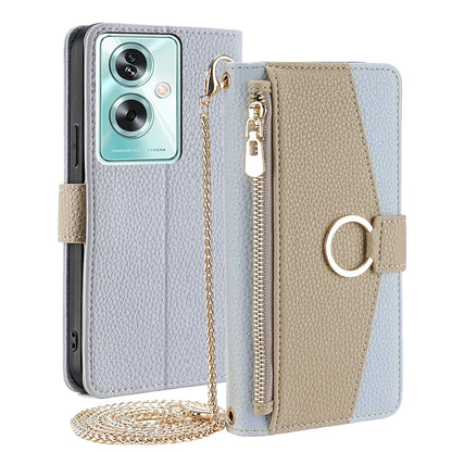 OPPO A79 5G Crossbody Phone Case with Litchi Texture Leather, Adjustable Kickstand, Card Slots, Zipper Purse, Makeup Mirror, and TPU Protection