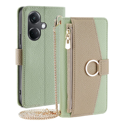 OnePlus Nord CE3 5G Crossbody Phone Case with Litchi Texture Leather, Adjustable Kickstand, Card Slots, Zipper Purse, Makeup Mirror, and TPU Protection
